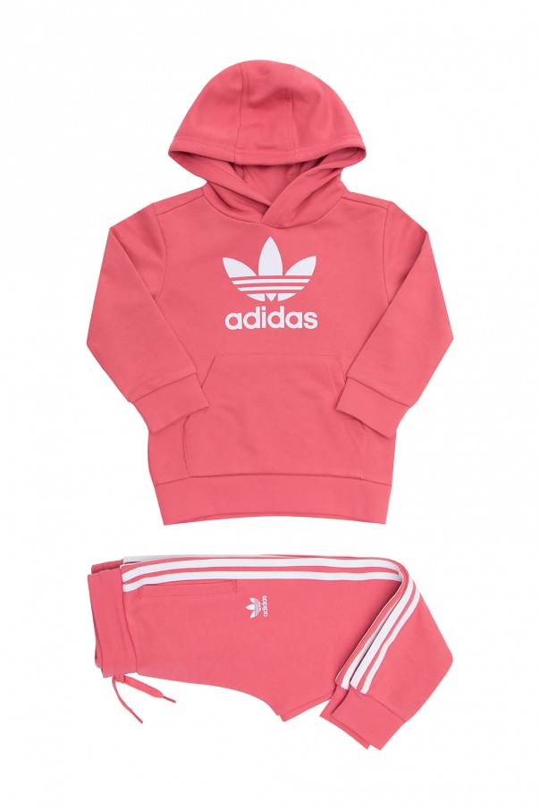 Adidas trefoil hoodie hot sale set pink